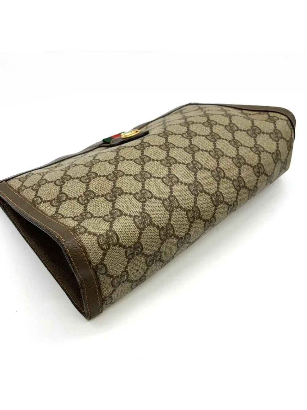 Gucci 014 56 Clutch GG Supreme Canvas Vintage Brown
